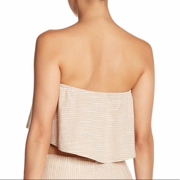 Nordstrom Strapless Crop Tan Stripe Blouse Top NWT - Picture 2 of 2
